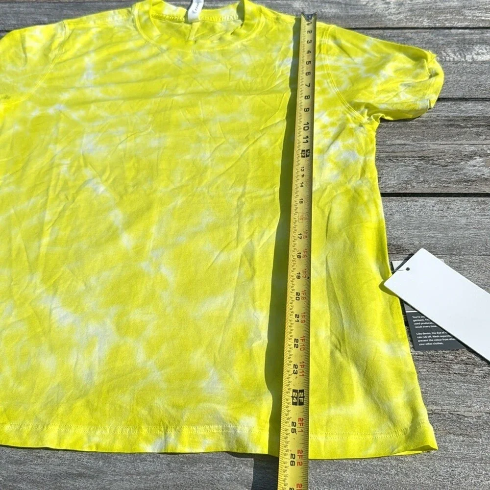 Lululemon All Yours Cotton Tee Tie Dye Yellow Size 4 NWT π - Picture 7 of 7